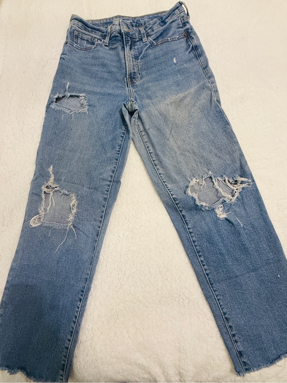 Old Navy High-Rise Distressed Women’s OG Loose Fit Jeans - Light Blue